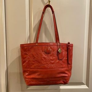 Patent leather coach tote